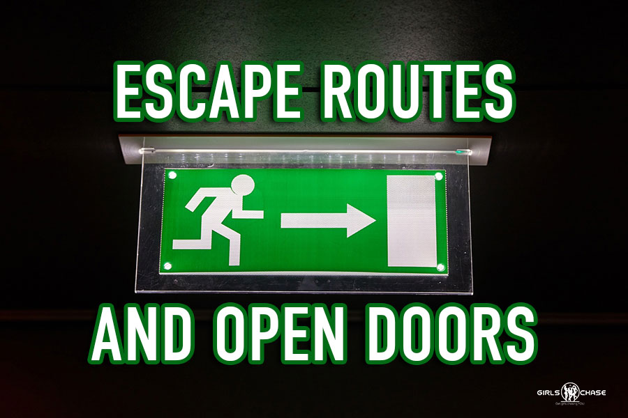 escape routes and open doors