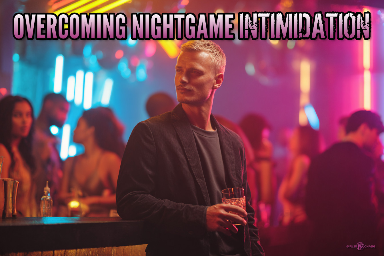Confident Caucasian man at a casual nightclub entrance, observing the scene with a drink in hand, dressed sharply for a strategic nightlife approach.