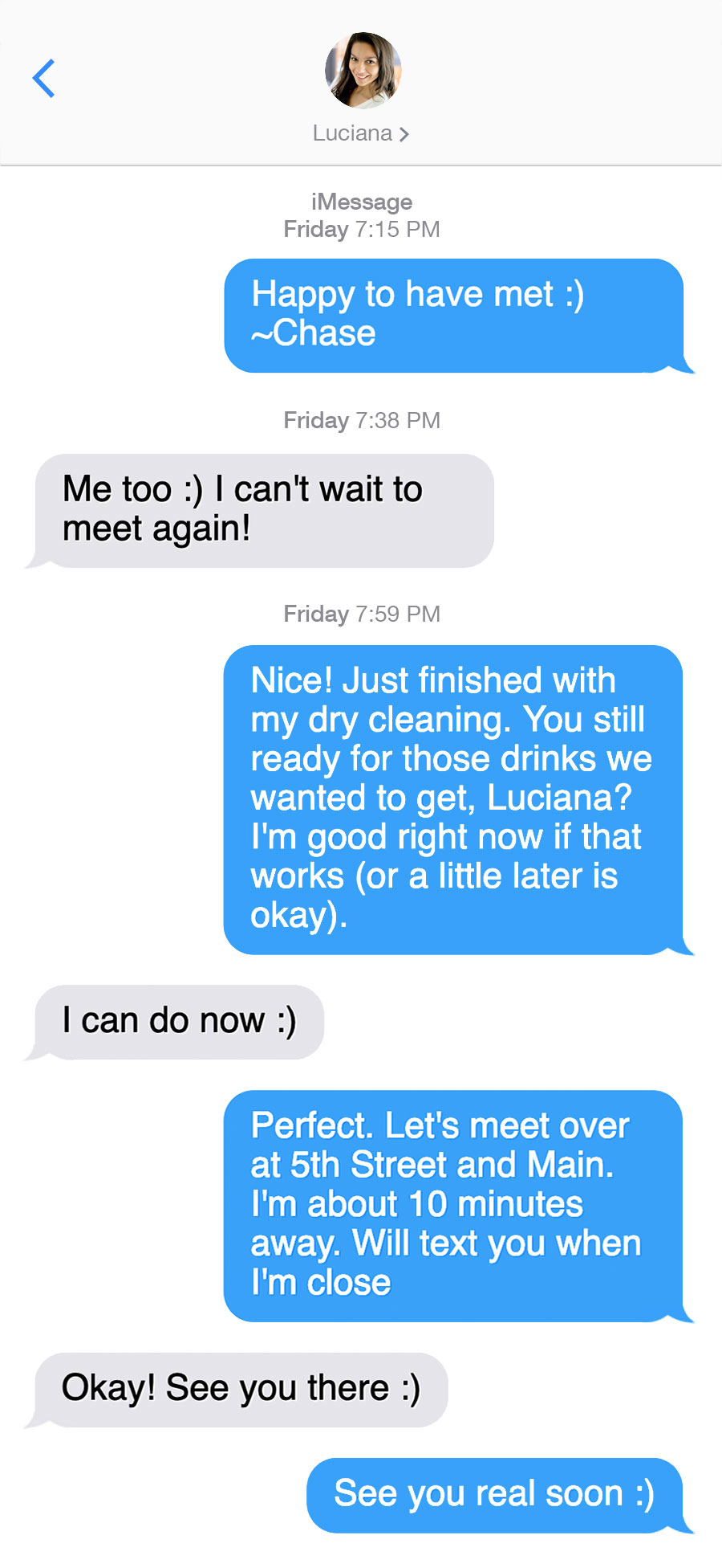 First date text message examples