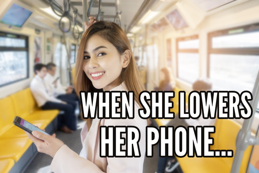 she puts her phone down