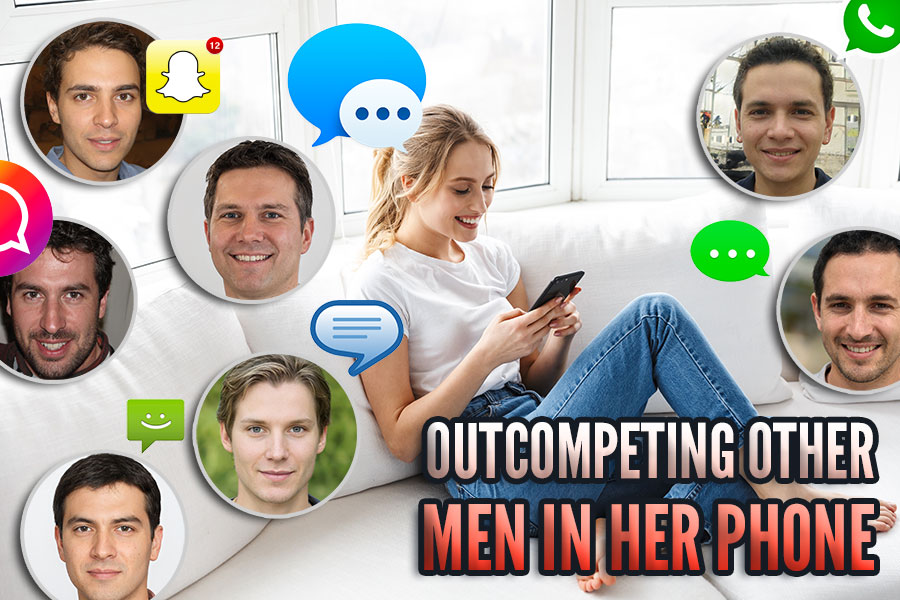 men on her phone