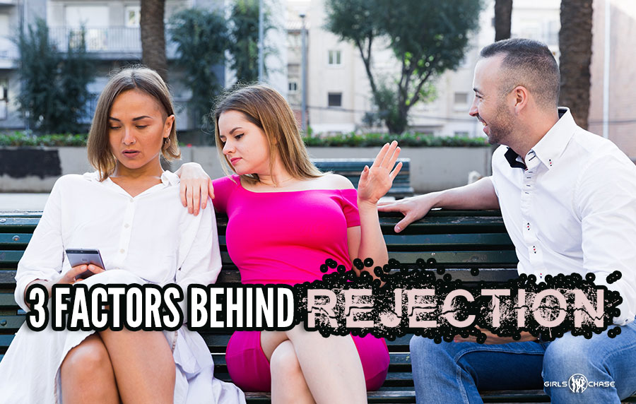 women on bench rejecting male suitor